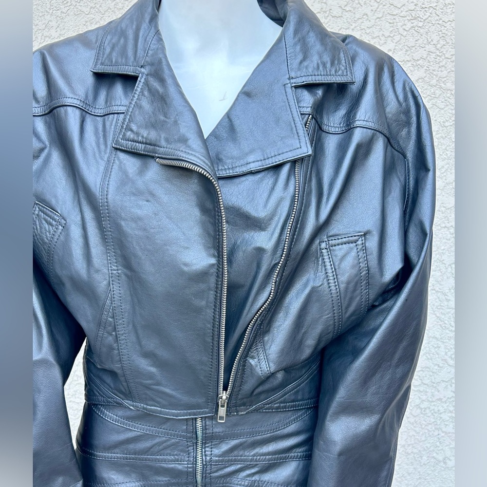 1980 Winlit Vintage Leather Jacket & Skirt sz M EUC - Picture 5 of 14